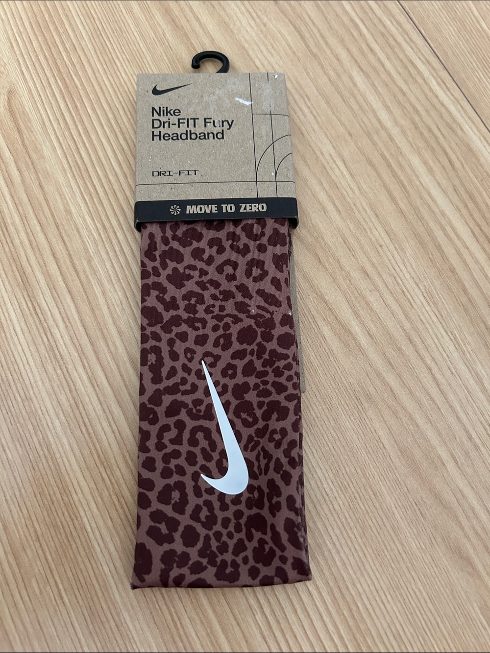 Nike Leopard Print Dri-FIT Headband in Maroon and Dark Brown